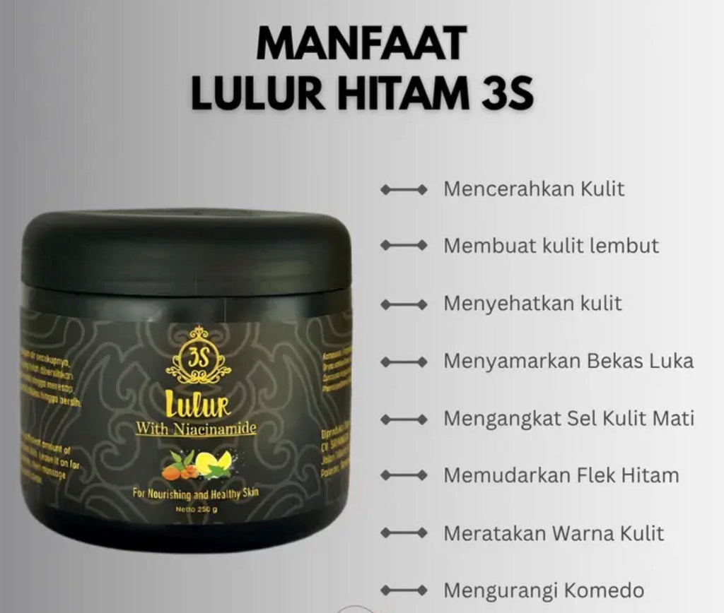 Buy 1 Get 1 Free Lulur Hitam 3S New Formula 250g Niacinamide, Black Rice, Vitamin C & Glycerin
