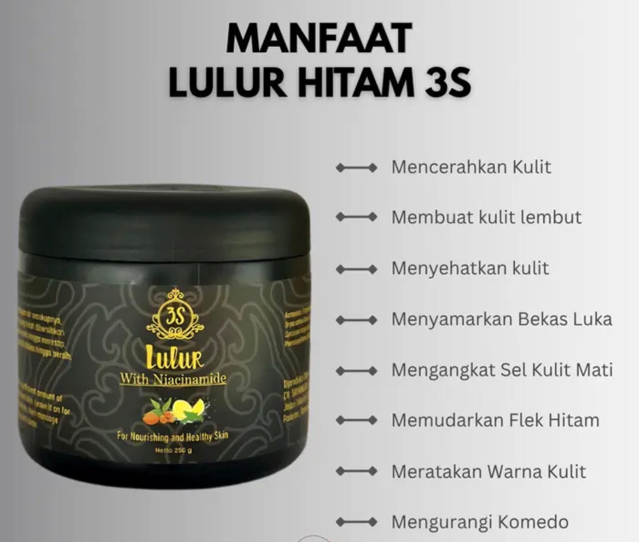 Buy 1 Get 1 Free Lulur Hitam 3S New Formula 250g Niacinamide, Black Rice, Vitamin C & Glycerin