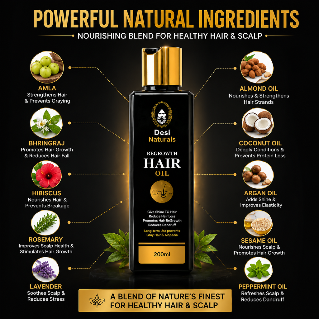 Desi Naturals Regrowth Hair Oil 200ml | Hair Growth Oil Pakistan