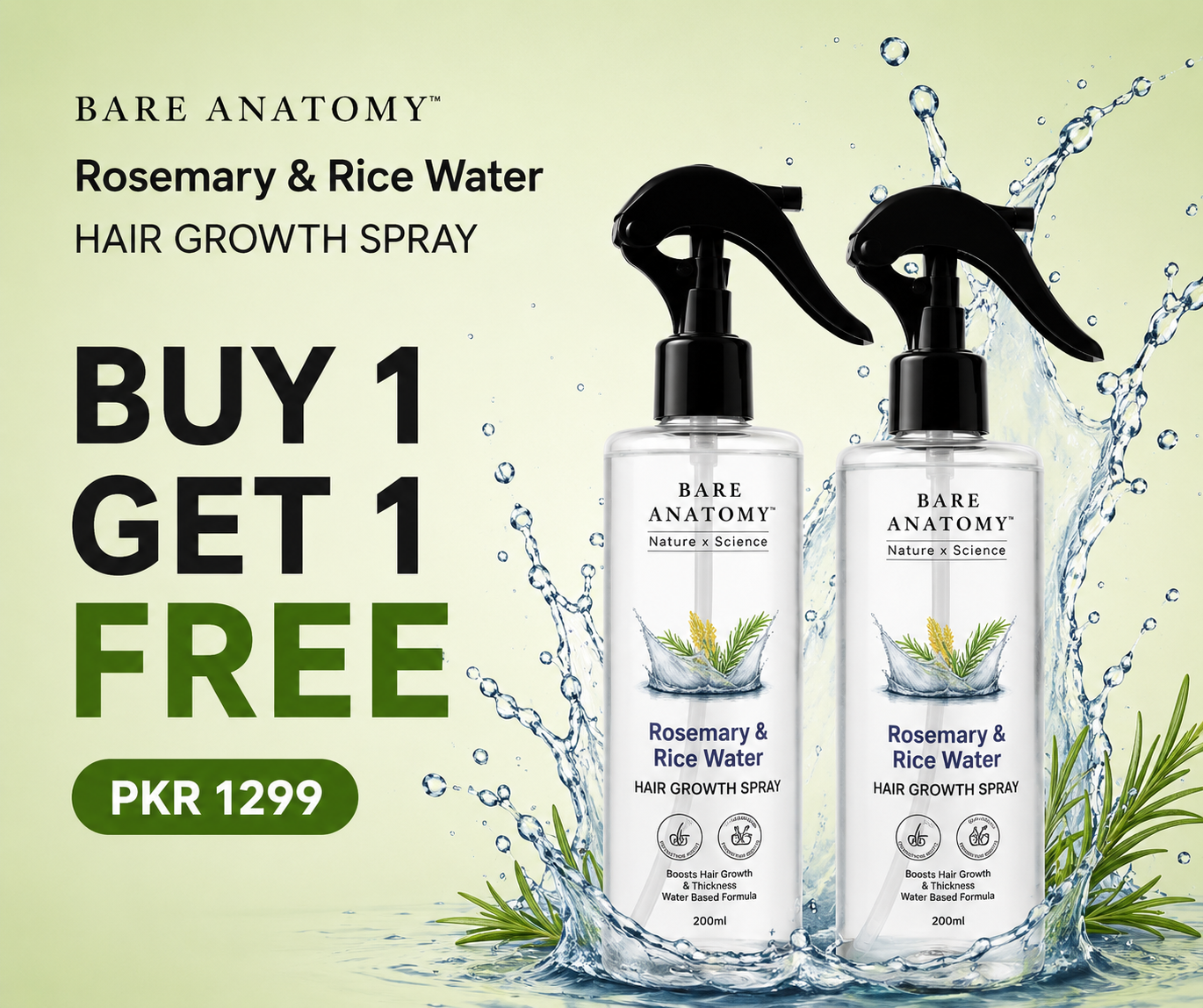 Bundle Rice Water Hair Growth Spray Hair Fall Control & Hair Growth Solution For Men & Women