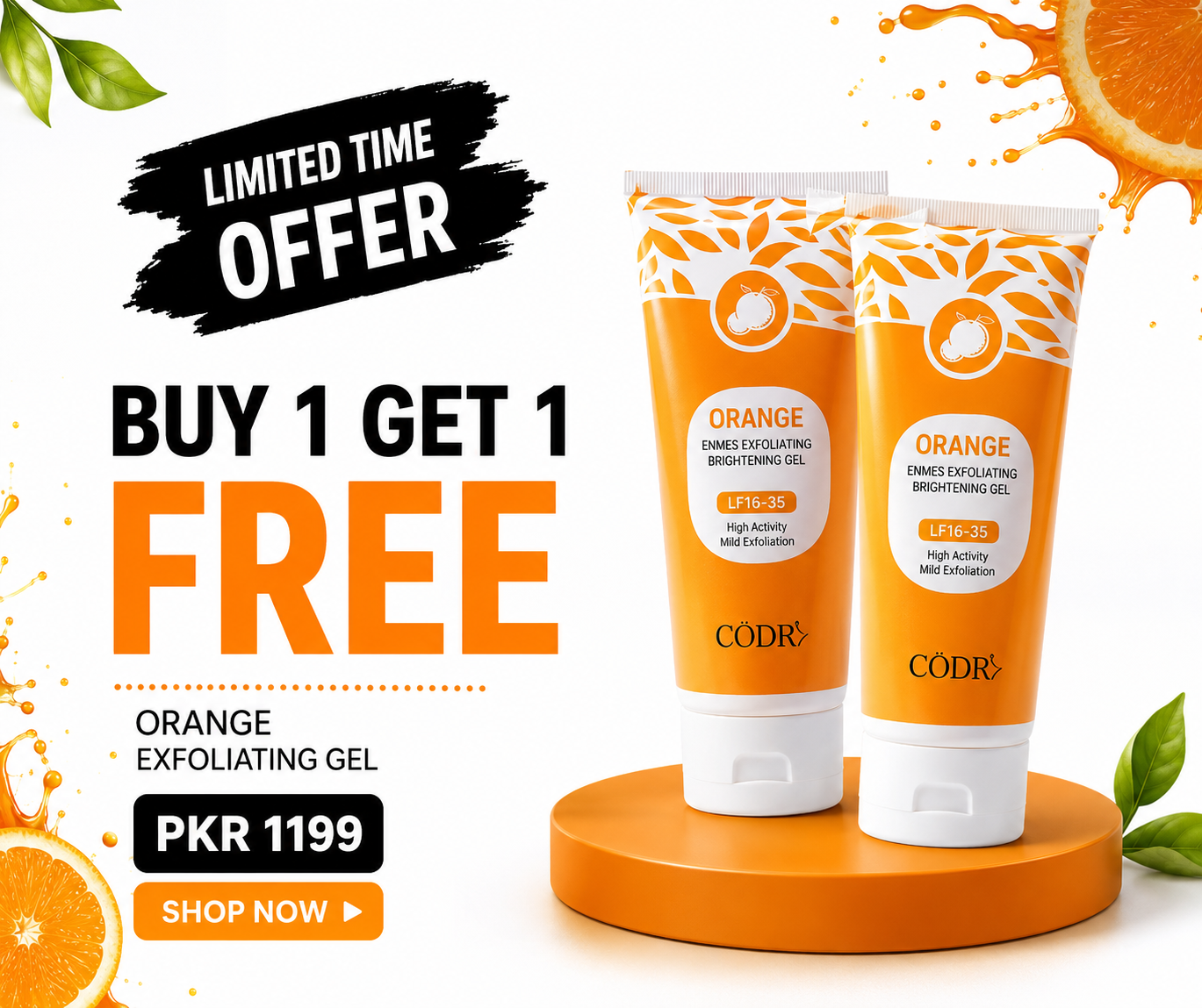 BUNDLE CODRA Orange Enzymes Exfoliating Brightening Gel LF16-35 | Natural Face Scrub |