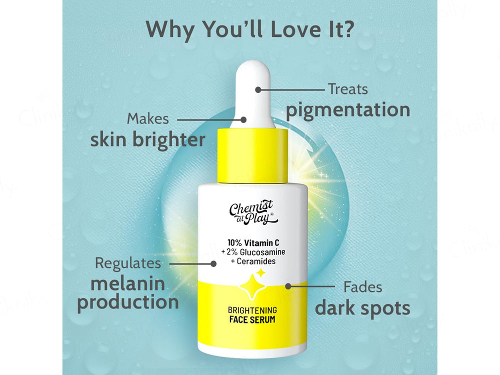 Chemist At Play 10% Vitamin C Brightening Face Serum | 2% Glucosamine + Ceramides | 30ml