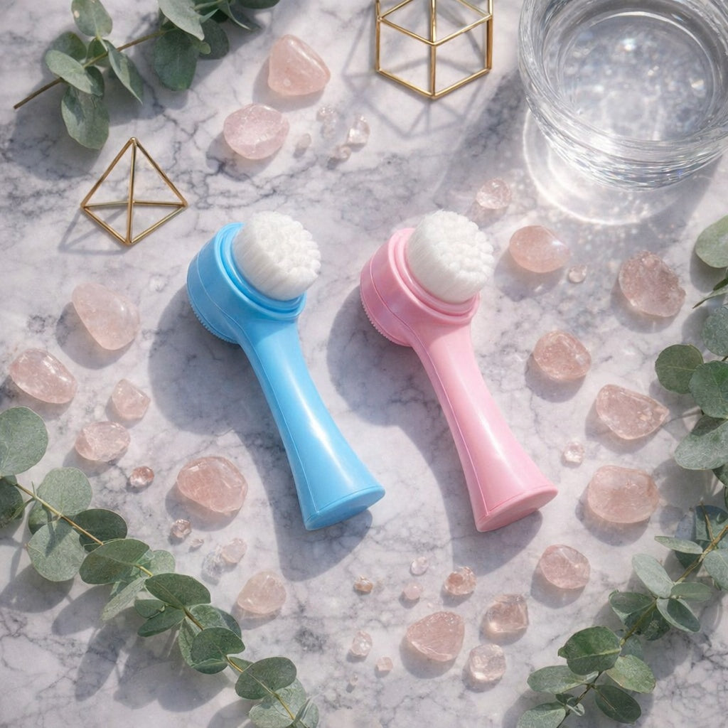 Facial Cleansing Brush 2-Piece Combo | Deep Pore Cleansing & Exfoliation | Silicone Face Massager