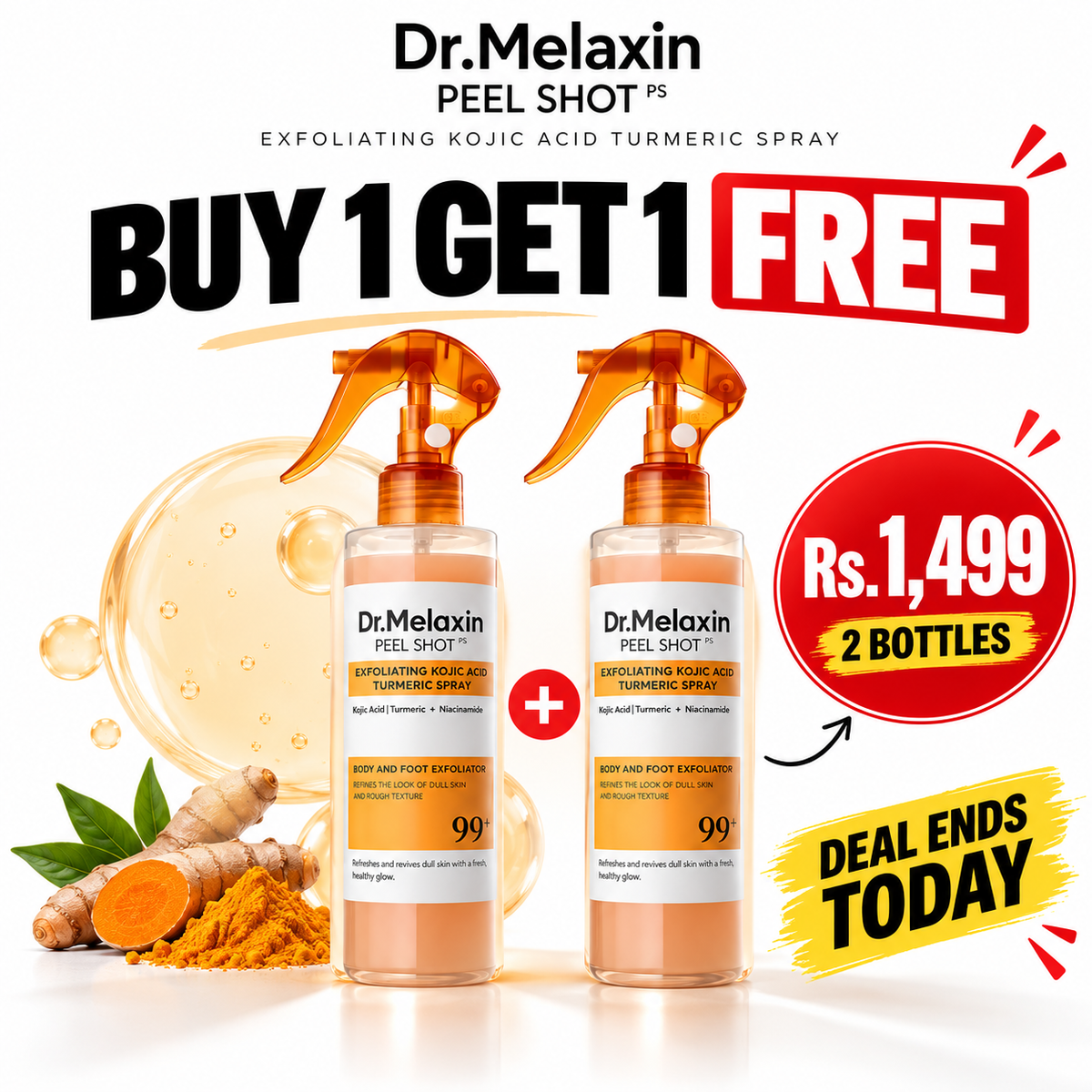 Buy 1 Get 1 Free Dr. Melaxin Kojic Acid Turmeric Spray