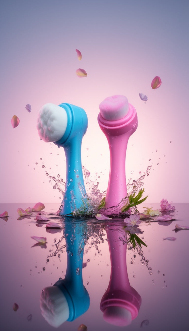 Facial Cleansing Brush 2-Piece Combo | Deep Pore Cleansing & Exfoliation | Silicone Face Massager